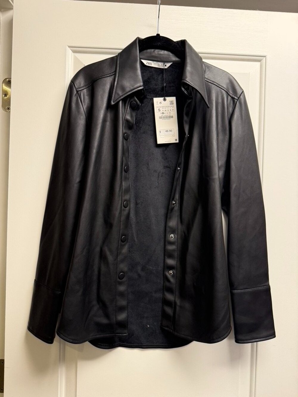 Zara Faux Leather Button-Up Top